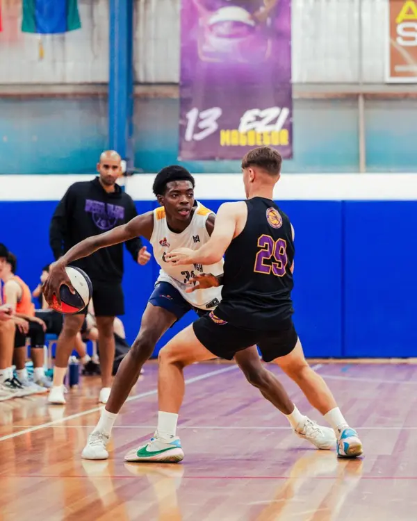 Justin Akengbowa with the ball during an HSBN game